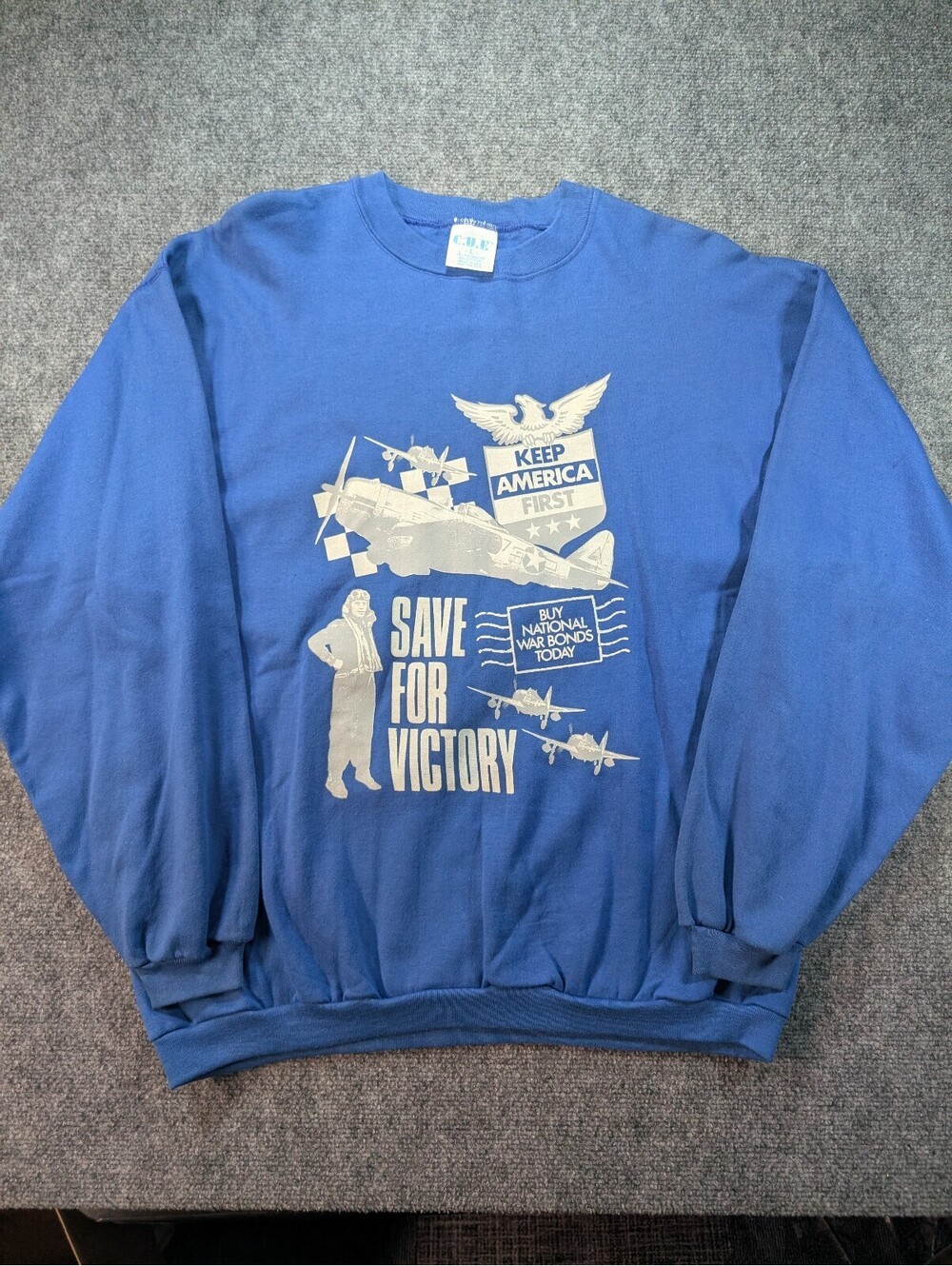Vintage 90s Save For Victory Sweatshirt Large War Bonds Made In USA Americana